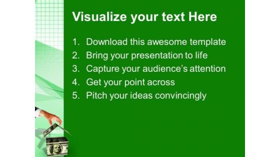 Man Builds A House From Dollars Success PowerPoint Templates And PowerPoint Themes 1012