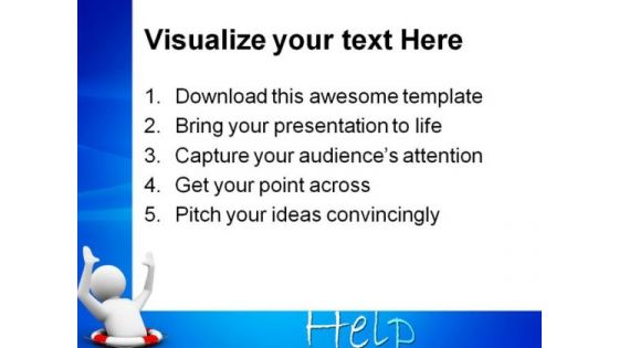 Man Crying For Help Metaphor PowerPoint Themes And PowerPoint Slides 0411
