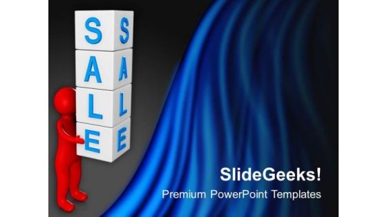 Man Holding Cubes Of Sale PowerPoint Templates Ppt Backgrounds For Slides 0713
