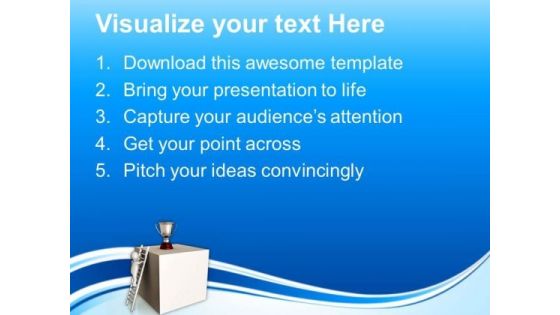 Man On Ladder Towards Trophy PowerPoint Templates Ppt Backgrounds For Slides 0713