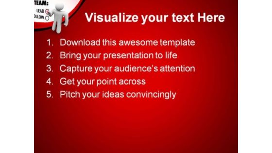 Man Presses Button Leadership PowerPoint Themes And PowerPoint Slides 0811