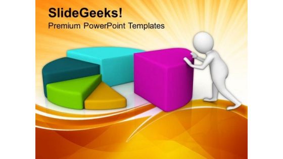 Man Push Pie Chart Steps To Growth PowerPoint Templates Ppt Backgrounds For Slides 0813