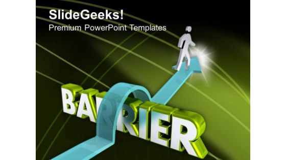Man Reaching Heights Crossing All Barriers PowerPoint Templates Ppt Backgrounds For Slides 0413