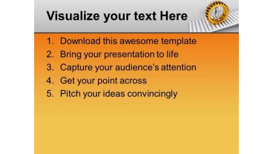 Man Running In Golden Gear PowerPoint Templates Ppt Backgrounds For Slides 0713