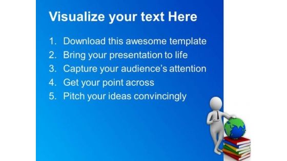 Man Shows Global Studies Education Concept PowerPoint Templates Ppt Backgrounds For Slides 0813