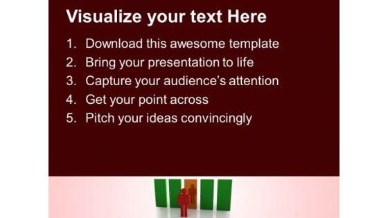Man Standing In Front Of Door PowerPoint Templates Ppt Backgrounds For Slides 0313