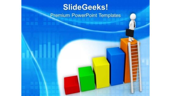 Man Standing On Top Bar PowerPoint Templates Ppt Backgrounds For Slides 0713