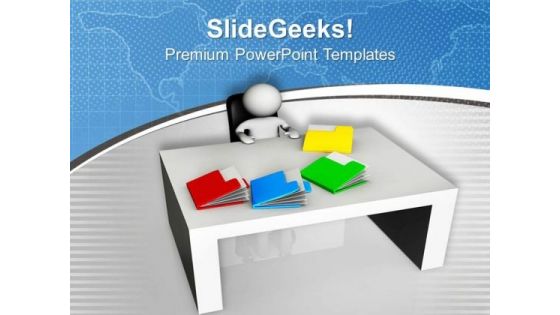 Man Studies Business Folders PowerPoint Templates Ppt Backgrounds For Slides 0813