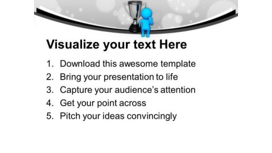 Man Thinking Of Trophy Competition PowerPoint Templates Ppt Backgrounds For Slides 0313