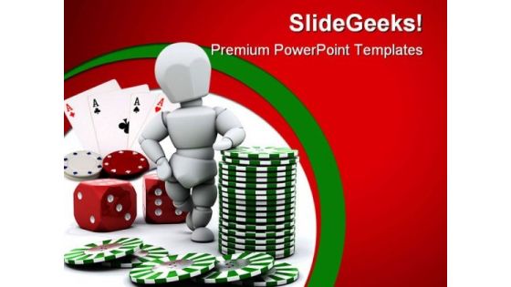 Man With Casino Dices Lifestyle PowerPoint Templates And PowerPoint Backgrounds 0411