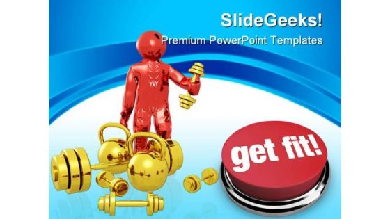 Man With Dumbbell Health PowerPoint Templates And PowerPoint Backgrounds 0711
