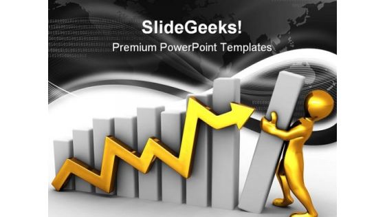Man With Graph Business PowerPoint Backgrounds And Templates 0111