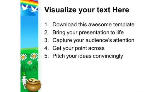 Man With Hat Showing A Big Coines Pot PowerPoint Templates Ppt Backgrounds For Slides 0313