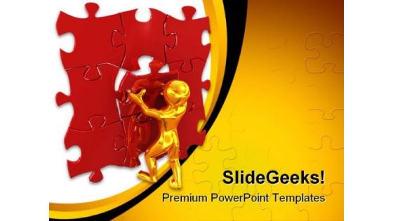 Man With Last Puzzle Business PowerPoint Templates And PowerPoint Backgrounds 0311
