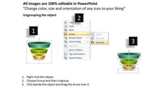 Marketing Diagram 3 Staged Independent Funnel Process Business Framework Model
