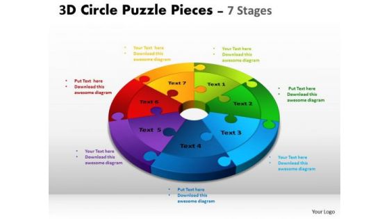 Marketing Diagram 3d Circle Puzzle Diagram 7 Stages Sales Diagram
