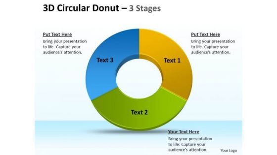 Marketing Diagram 3d Circular Donut 3 Stages Consulting Diagram