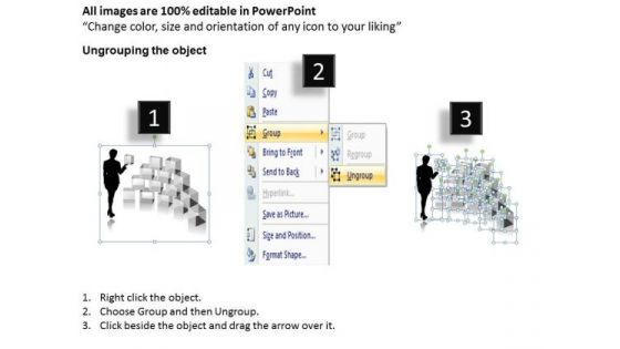 Marketing Diagram 3d Cubes Stacked In Semicircle Consulting Diagram