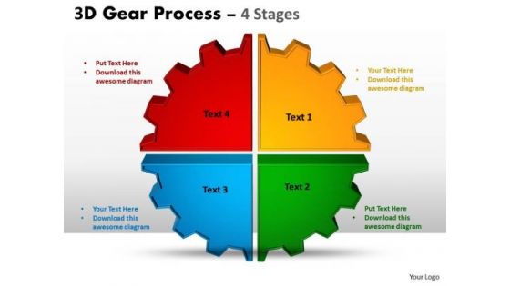 Marketing Diagram 3d Gear Process 4 Stages Style Sales Diagram