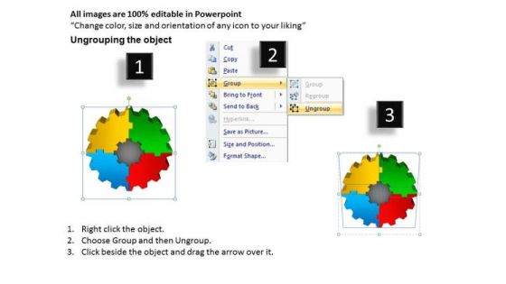 Marketing Diagram 3d Gear Process 5 Pieces Sales Diagram