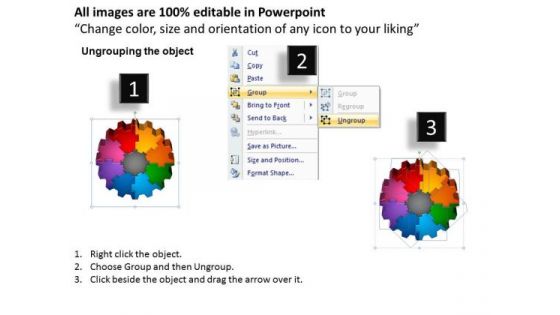 Marketing Diagram 3d Gear Process 9 Pieces Business Framework Model