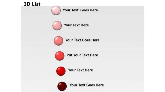 Marketing Diagram 3d List 6 Bullets For Business Consulting Diagram