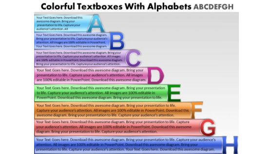 Marketing Diagram Colorful Text Boxes With Alphabets Abcdefgh Sales Diagram