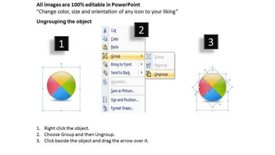 Marketing Diagram Pie Chart Process 4 Stages Business Framework Model