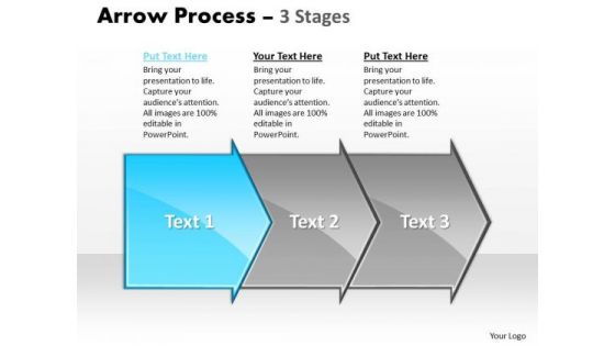 Marketing PowerPoint Template Arrow Process 3 Stages Business Plan Business Design