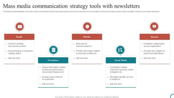 Mass Media Communication Strategy Tools With Newsletters Background Pdf