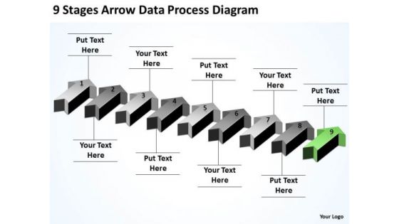 Massively Parallel Processing 9 Stages Arrow Data Diagram PowerPoint Slides