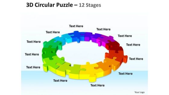 Mba Models And Frameworks 3d Circular Puzzle 12 Stages Sales Diagram