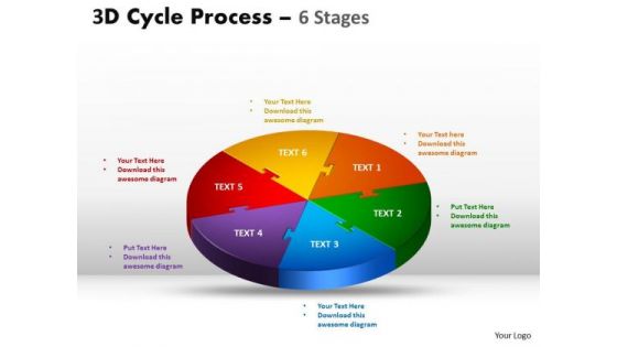 Mba Models And Frameworks 3d Cycle Process Colorful Diagram Flow Chart 6 Stages Sales Diagram