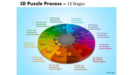 Mba Models And Frameworks 3d Puzzle Process 12 Stages Strategy Diagram