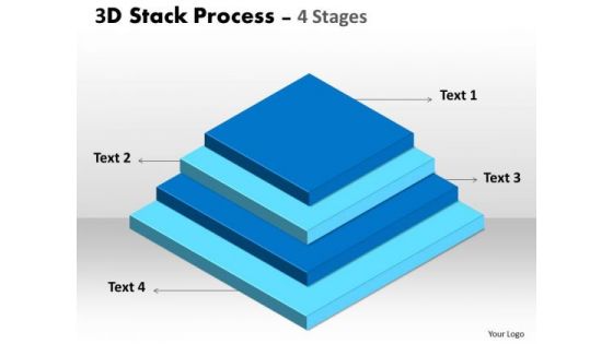 Mba Models And Frameworks 3d Stack Process With 4 Stages Business Diagram