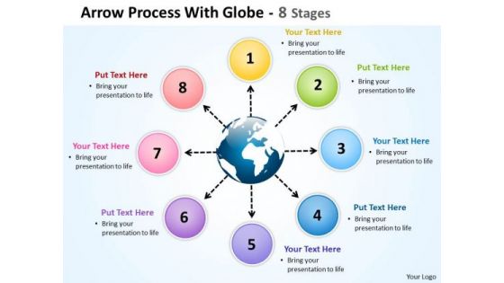 Mba Models And Frameworks Arrow Process With Globe 8 Stages Business Diagram