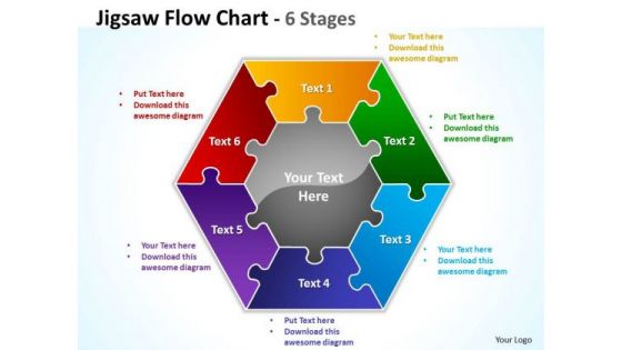 Mba Models And Frameworks Jigsaw Flowchart 6 Diagram Stages Business Diagram