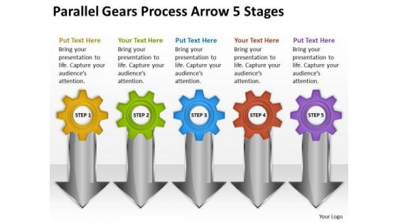 Mba Models And Frameworks Parallel Gears Process Arrow 5 Stages Marketing Diagram