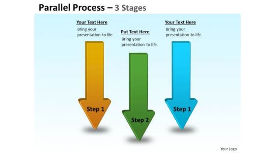 Mba Models And Frameworks Parallel Process 3 Stages Sales Diagram