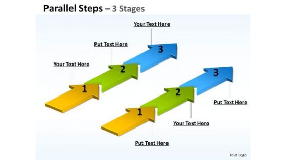 Mba Models And Frameworks Parallel Steps 3 Stages Business Diagram