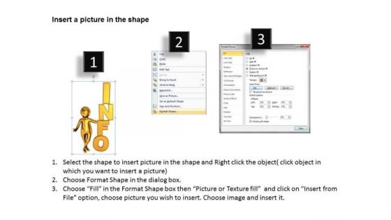 Men At Work Business As Usual 3d Golden Man With Info PowerPoint Templates