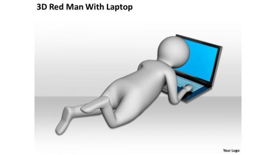 Men At Work Business As Usual 3d Man Red With Laptop PowerPoint Templates
