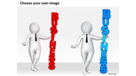 Men At Work Business As Usual Blue Text PowerPoint Templates Ppt Backgrounds For Slides