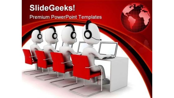 Men Call Center Globe PowerPoint Templates And PowerPoint Backgrounds 0311