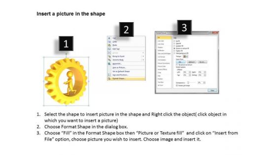 Men In Business 3d Man Inside Golden Gear Running PowerPoint Templates