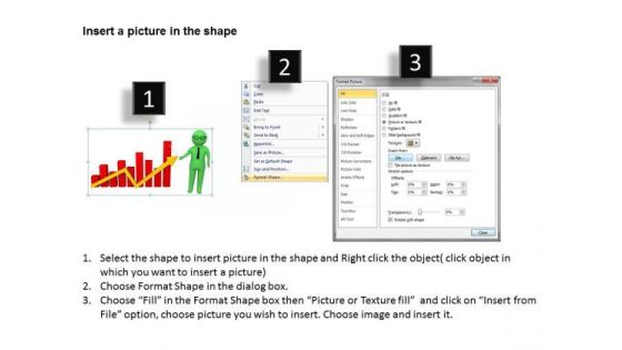 Men In Business 3d Man Is Explaining The Chart Growing Isolated PowerPoint Templates