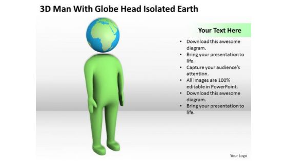 Men In Business Man With Globe Head Isolated Earth PowerPoint Templates Ppt Backgrounds For Slides