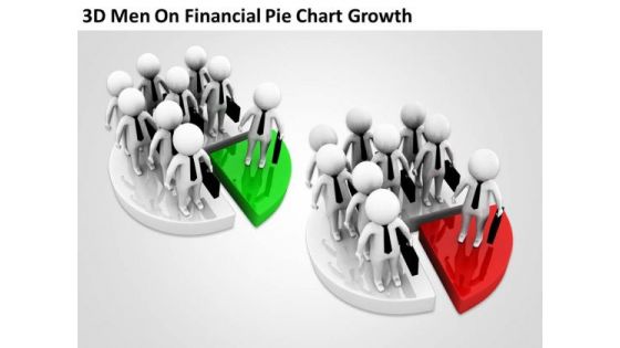 Men In Business On Financial Pie Chart Growth PowerPoint Templates Ppt Backgrounds For Slides