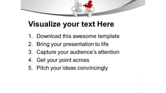Men Joining Circular Puzzle Pieces Leadership PowerPoint Templates Ppt Backgrounds For Slides 0213
