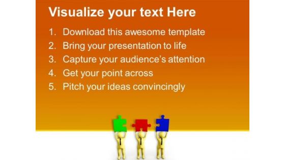 Men Try To Join The Puzzle Pieces PowerPoint Templates Ppt Backgrounds For Slides 0713